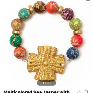 Multicolored Sea Jasper with Rachel Cross Bracelet